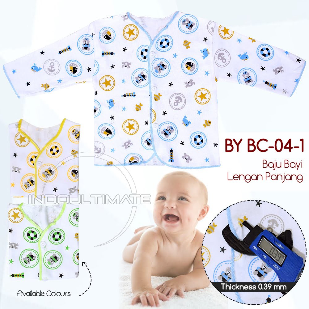 Baju Bayi DIPFY Double Knit Pakaian Kaos Atasan Lengan Panjang Bayi Newborn Baru Lahir BC-04-1