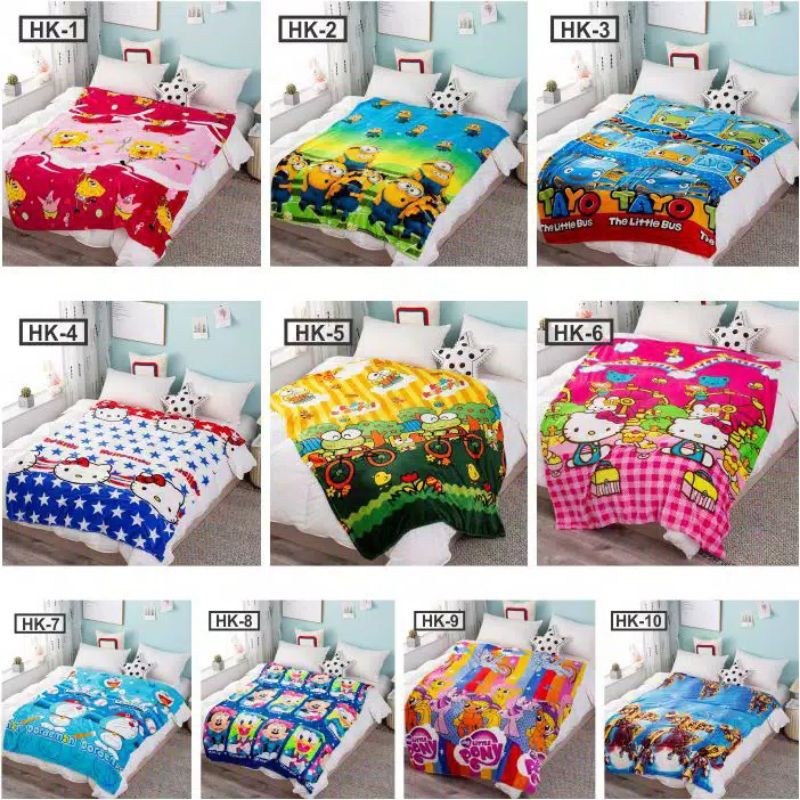 SIAP KIRIM  RC Selimut bulu karakter anak Free tas mika