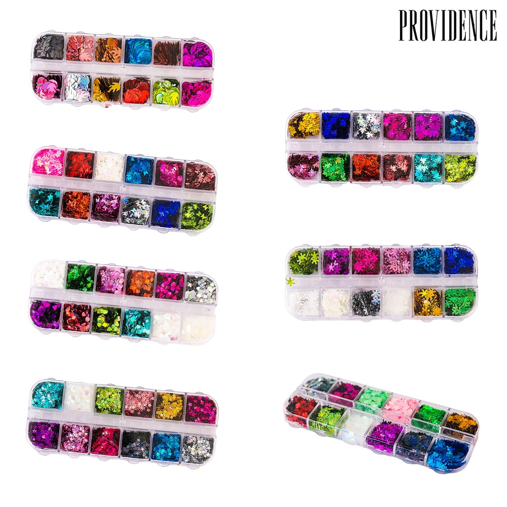 Providence 1 Box Nail Flakes Vibrant Color Temperature Resistance Nails Art Decoration Butterfly Five-pointed Star Holographic Nail Glitter Flakes for Manicure