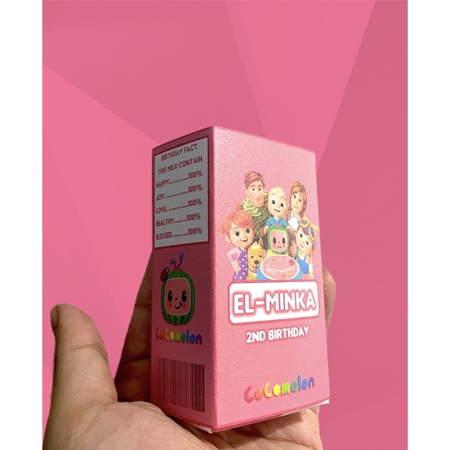 

Label Susu Kotak Ukuran 125 ml Tema Cocomelon Pink