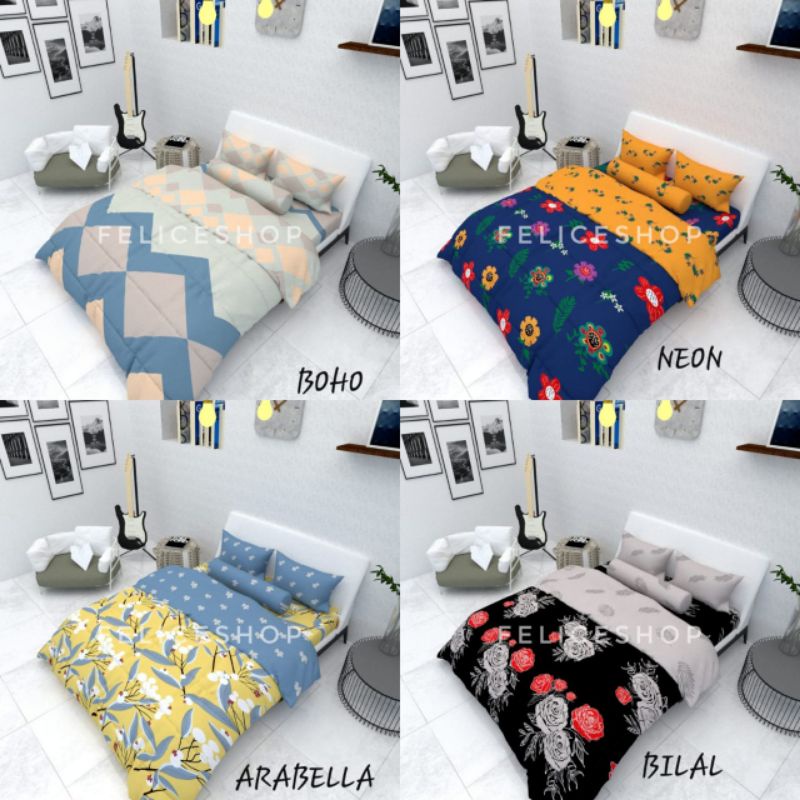 SET BEDCOVER LOVELLA SPREI RUMBAI UKURAN 180X200CM 6KAKI KaING SIZE TERLARIS TERMURAH TERBARU LEMBUT