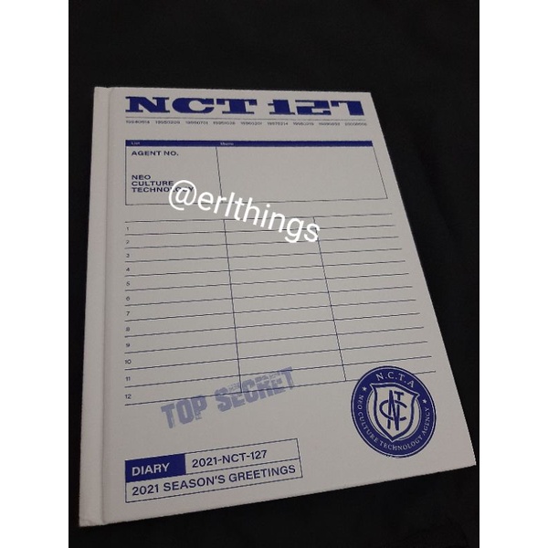 NCT 127 SEASON'S GREETINGS 2021 SG21 HARD COVER DIARY