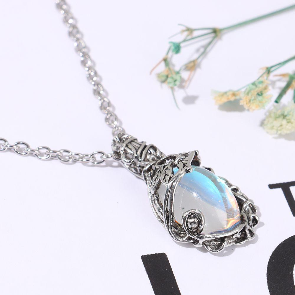 R-flower Moonstones Floral Kalung Hadiah Wanita Pria Hari Valentine Klavikula Kalung