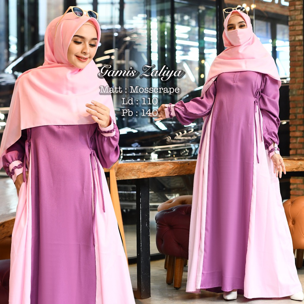Gamis Syari Set Zaliya Busui Crepe Polos (Keterangan Foto Salah) By Tyara Hijab