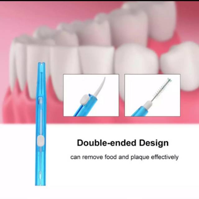 Interdental brush + tusuk gigi plastik double-ended design sikat sela celah gigi ortho behel