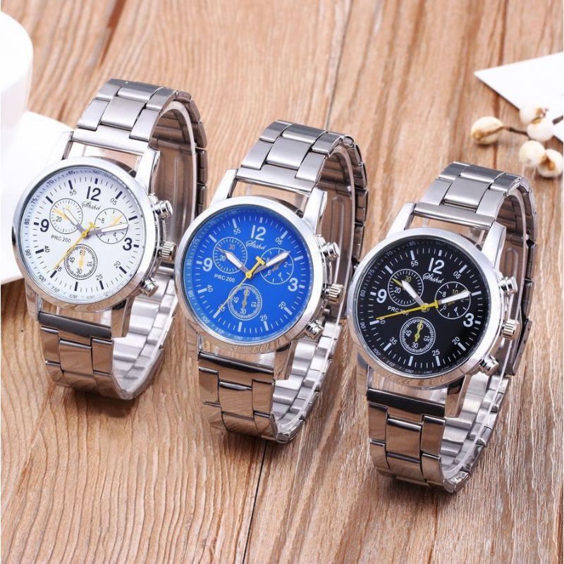 Jam Tangan Pria dan Wanita Sport Chrono Rariasi Rantai Geneva Jam Tangan Stainless Steel Jam Tangan Pria Murah