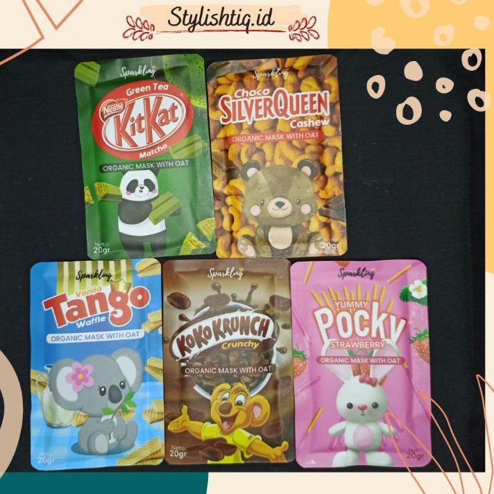 

Cuma Di Sini Sparkling Organic Mask/pocky/kitkat/tango/silverqueen/kokokrunch