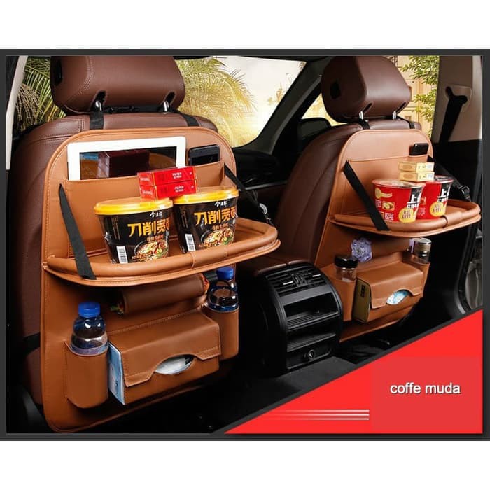 C824i Premium Leather Car Seat Organizer dengan Meja Lipat C824i