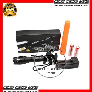 Senter Swat T6 LED Cree 2 Baterai Police Flashlight Zoom