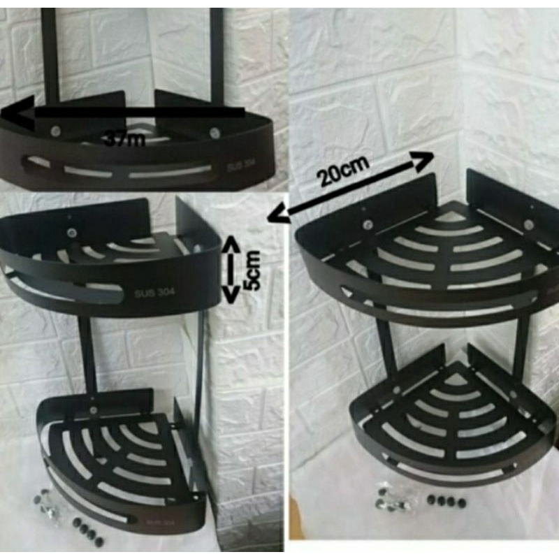 Rak Sudut Sabun Dan Sampo Hitam & Tempat Sabun Dan Sampo Hitam