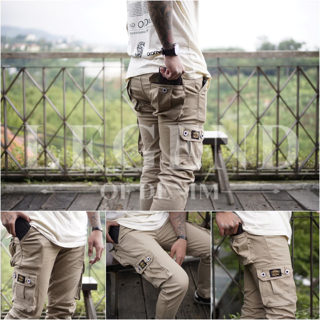 Legend Of Denim Dayrie Original Celana Cargo Panjang Pria Celana Cargo Warna Army LOD Seri DD004