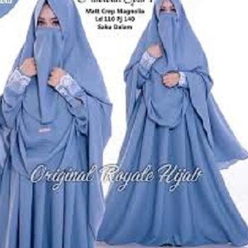 HABIBAH SYAR'I Baju Syari Wanita Baju Syari Cadar Baju Gamis Muslimah Polos Gamis Busui NL44 (Disko