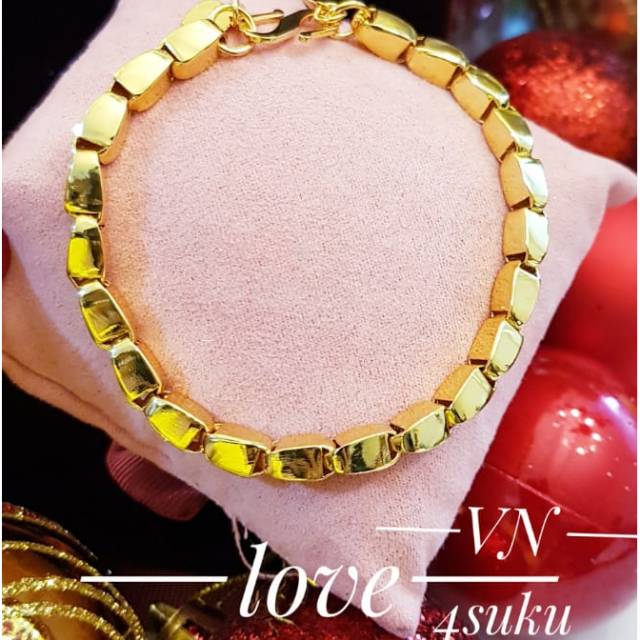 Gelang tangan wanita lapis emas 24k