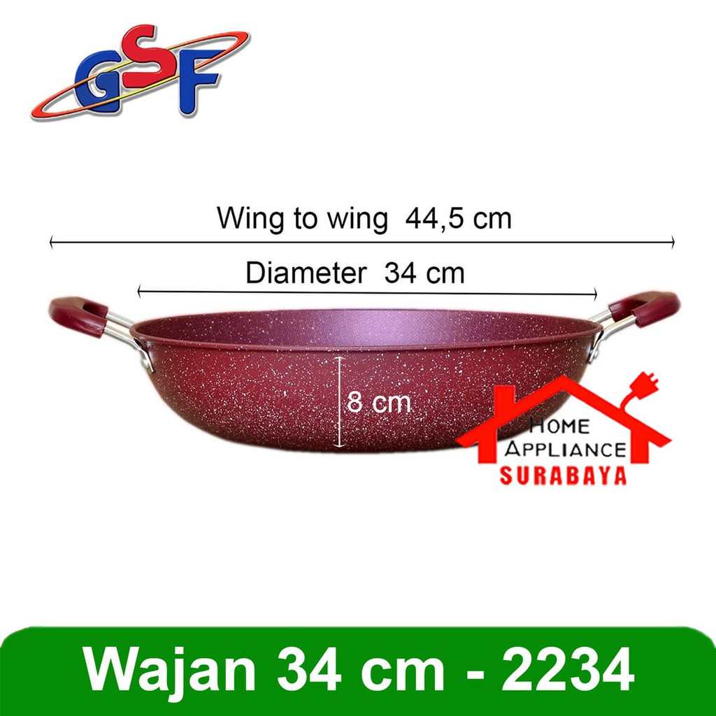 Wajan Penggorengan Warna Marble Anti Lengket 34 CM GSF G 2234