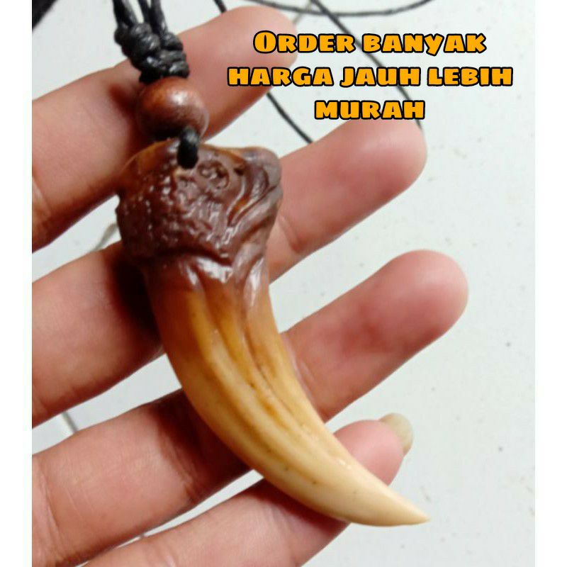 Kalung Pria Etnik Dayak Bandul Taring Macan