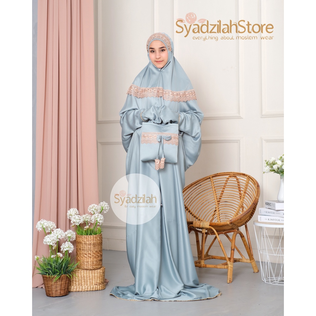 SYADZILAH - Mukena Terusan Mewah Renda Khadijah Sutra velvet Premium