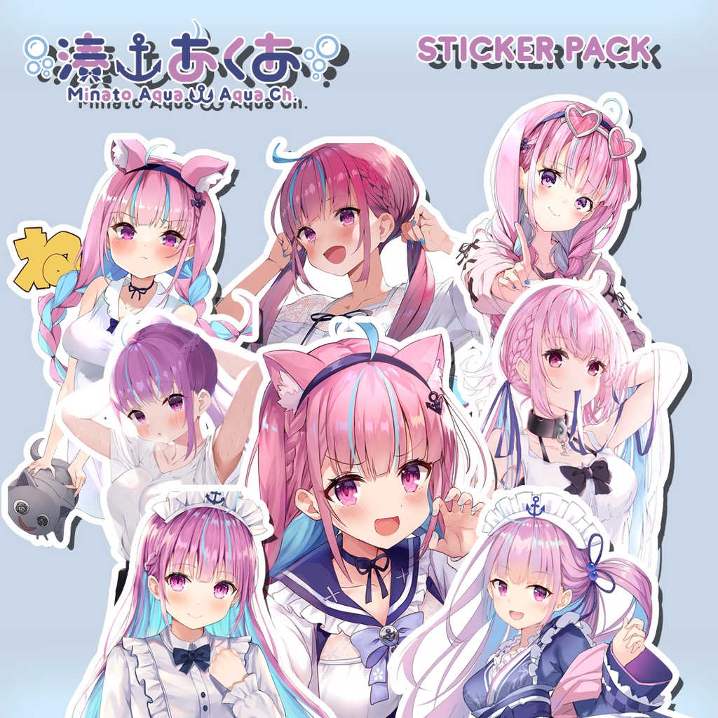 

Sticker Pack Aqua Minato Hololive Vtuber / Stiker Pack Anime