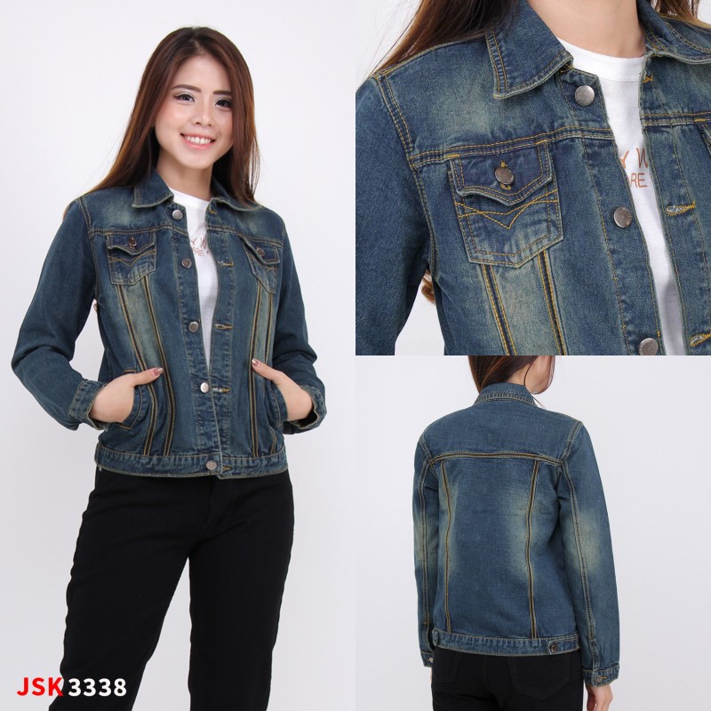 (Size M-XXXL) Warna Bio Hijau Jaket Jeans Atasan Wanita / Jaket Denim Wanita / JSK JEANS