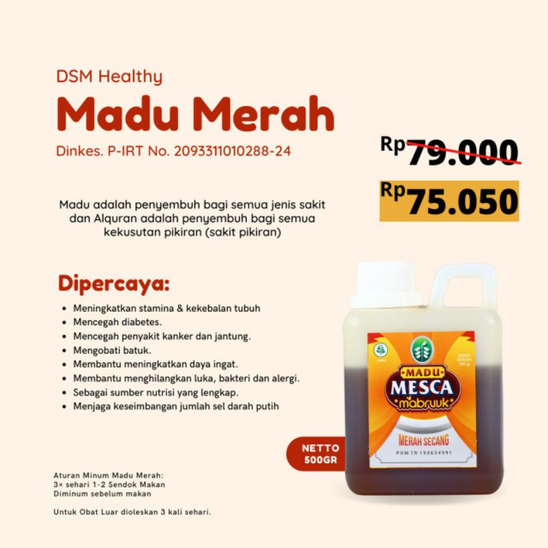 

Madu Merah Pencegah Diabetes 500Gram