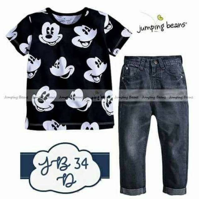 Stelan Anak Cowo Jumping Beans , 1 Sett Celana + Baju Anak Mickey