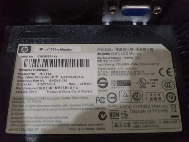Monitor LCD 16 inch HP LV1651 Untuk PC atau CCTV atau monitor casir