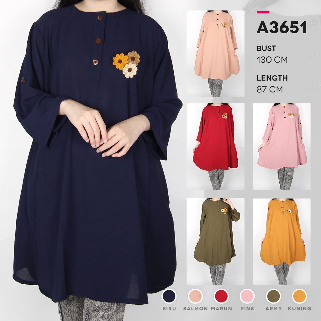 Maliju Tunik Polos Jumbo LD 130 CM Bigsize Katun Crinkle/ Shakila 5L - A3651