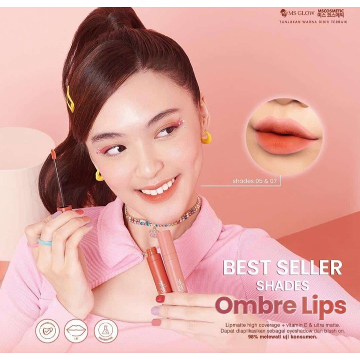 Jual Paket Ombre Lip Cream Ms Glow Glam Matte Pcs Shopee Indonesia