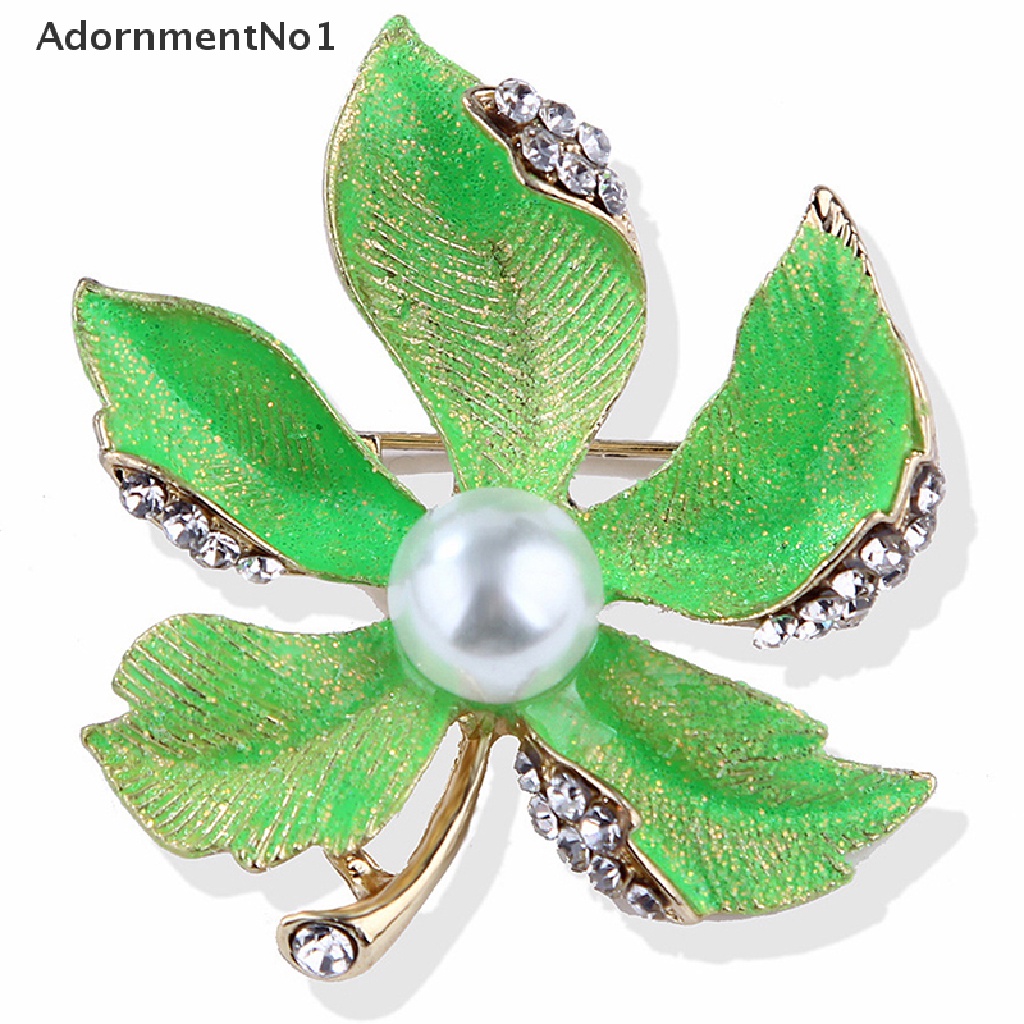 (AdornmentNo1) Bros Pin Desain Daun Maple Hias Mutiara Aksesoris Wanita