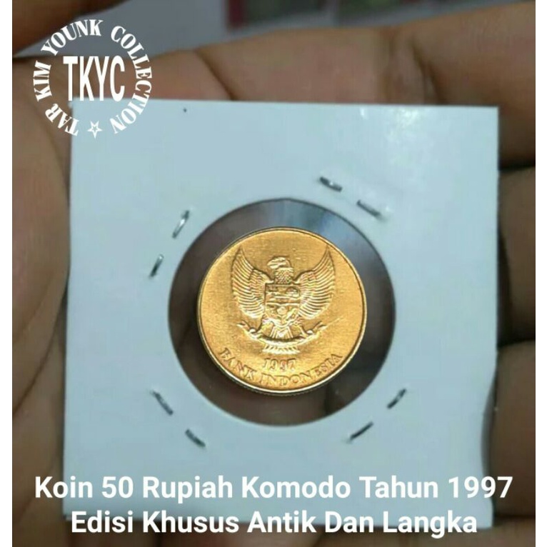 Koin 50 Rupiah Komodo Tahun 1997 Key Date Gres Bagus Kinclong+Holder