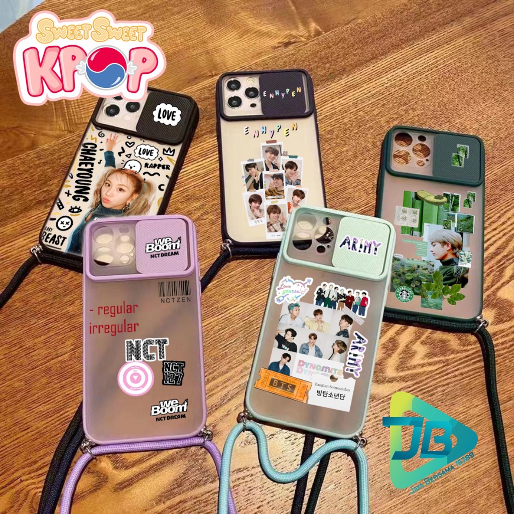 SOFTCASE SLINGCASE SLIDE PELINDUNG KAMERA KPOP SAMSUNG OPPO VIVO REALME IPHONE XIAOMI JB4809