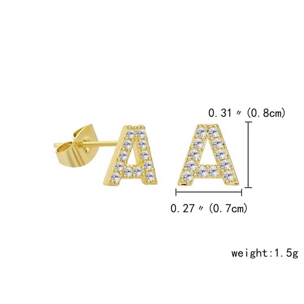 Agustinina Zirkon Alfabet Anting Kepribadian Sederhana Wanita Berlian Imitasi Tidak Teratur Tembaga Gaya Korea Earrings