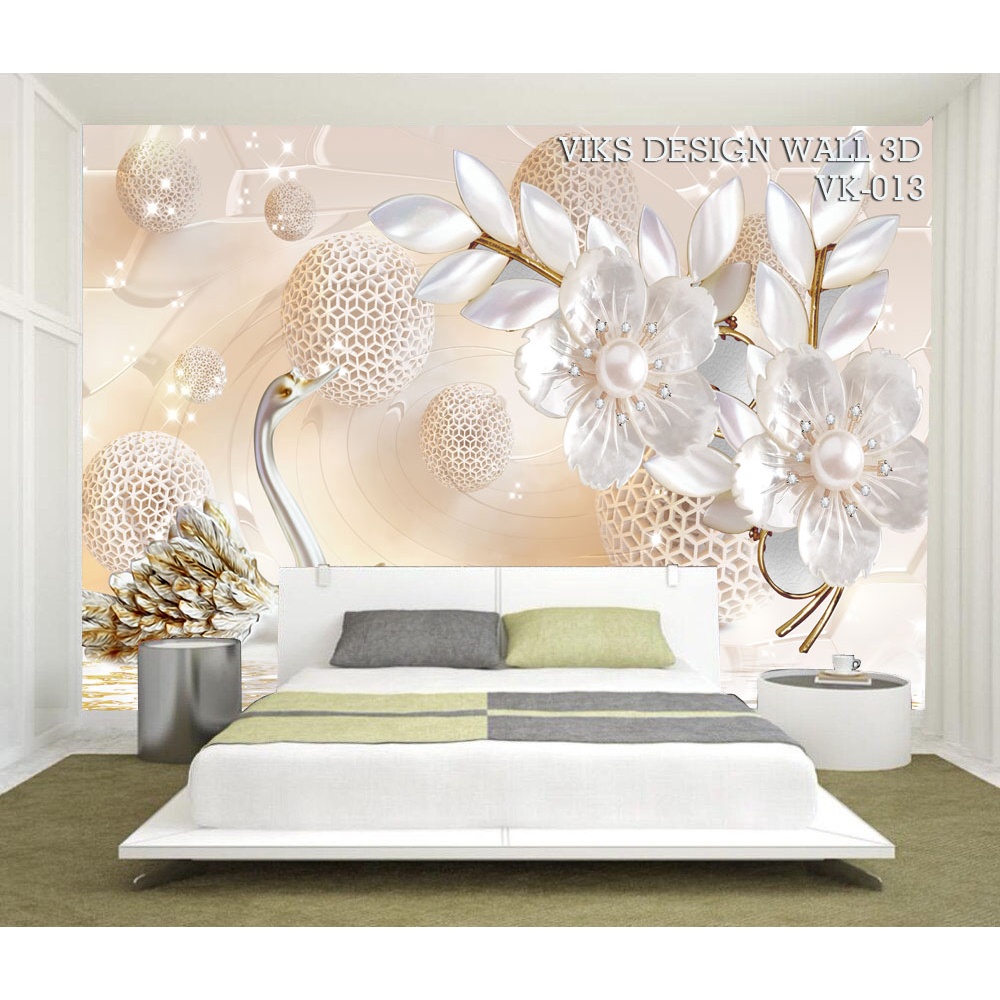 CETAK Stiker Dinding 3d Burung Angsa Mutiara, Wallpaper Dinding kamar Tidur Rumah minimalis