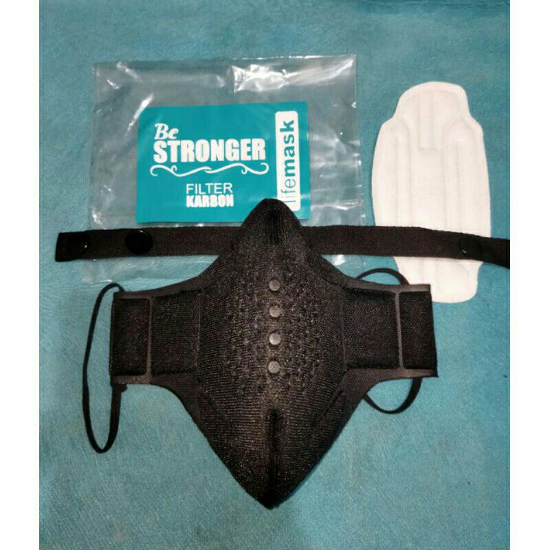 Masker Be Stronger Lifemask Hitam Polos Motif Keren Variasi