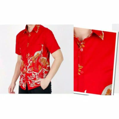 Kemeja Batik Pria Dewasa Lengan Pendek Bahan Katun Stretch, 021 Py#