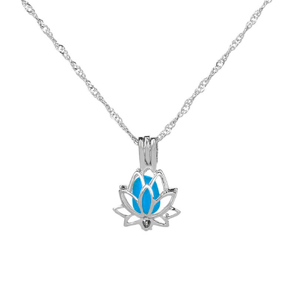 Hu Hu Hu Hu Hu Alat Bantu Pasang Kacamata♡ Kalung Rantai Liontin Lotus Hollow Bahan Alloy Untuk Wanita