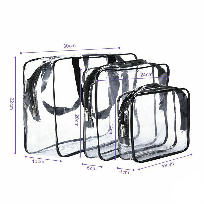 WRF51 Tas Cosmetic SET Bundle 3 Tas Bag CLEAR Transparant PVC Waterproof Multifunction Bag TKM