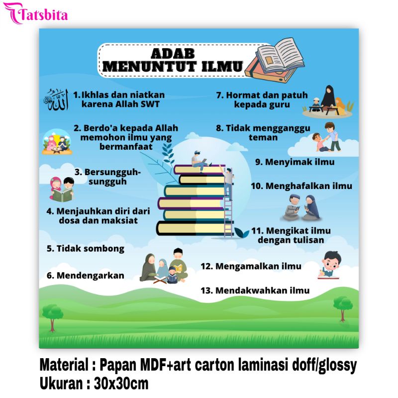 TATSBITA Pajangan Hiasan Dinding Dekorasi Wall Decor Adab Menuntut Ilmu Dalam Islam Untuk Rumah, Sek
