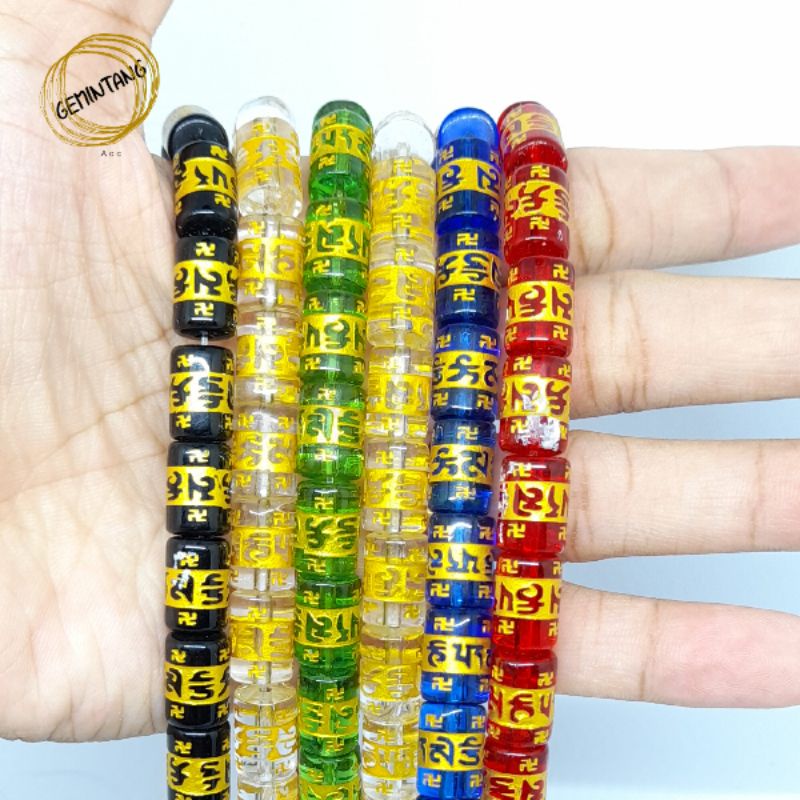 Manik Manik Batu Tibet Tabung Bahan Craft Gelang Batu Tibet Mantra