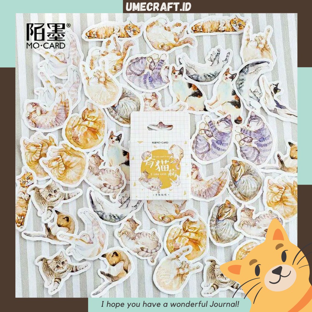 

Stiker deco 45pcs motif kucing lucu | Journal | Planner | Stationery | Dekorasi scrapbook | Umecraft