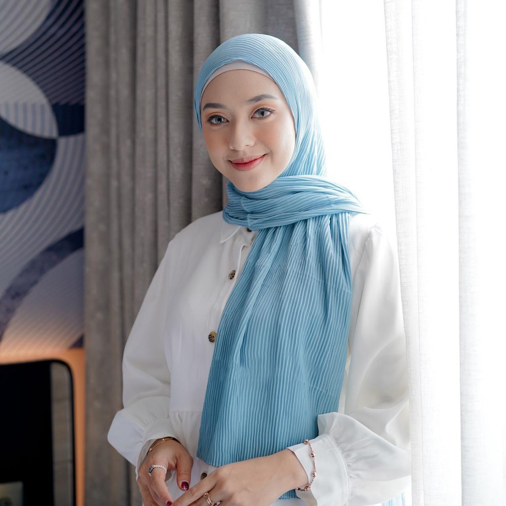 Hijab Pashmina Ceruty Baby Doll Full Plisket Lidi 180x80cm // Hijab Pashmina Shawl // Pashmina Murah-2