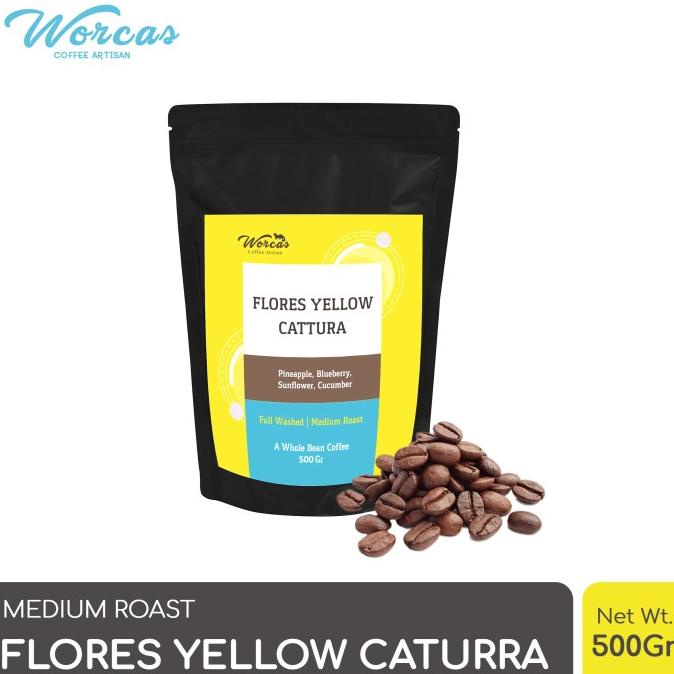 

WORCAS Arabica Flores Yellow Caturra 500 Gram - Medium Roasted Coffee -Diskon Besar