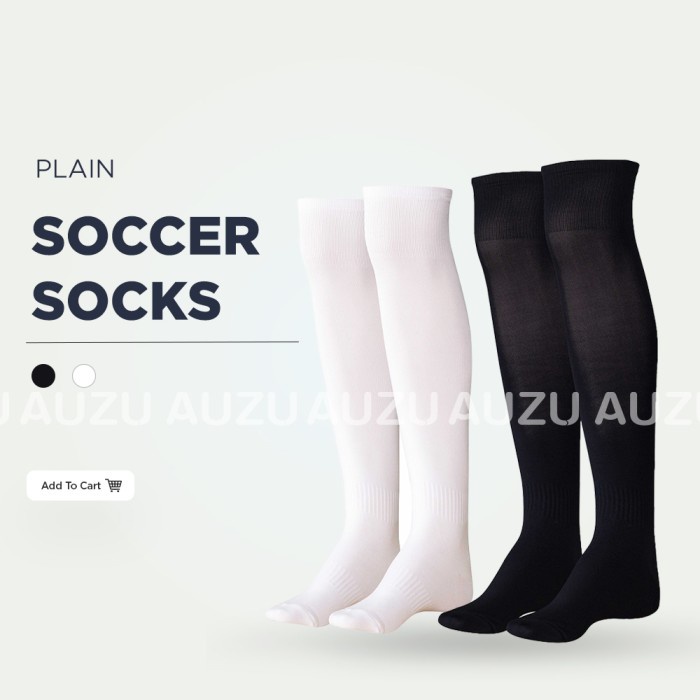 MECS Soccer Socks - Kaos Kaki Bola / Futsal Hitam Putih Polos Selutut