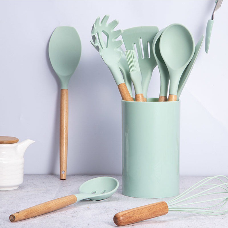 Sillicone Utensil Set 12 in 1 / Peralatan Masak Goreng Tumis Rebus Panggang Sutil Spatula Silikon