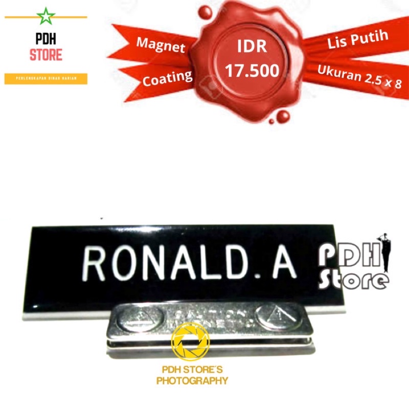 

Name Tag / Papan Nama Dada Coating 2,5x8 cm - Magnet