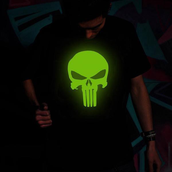 kaos PUNISHER GLOW MENYALA  - sablon digital - kaos distro - kaos polos - soft cotton polyster