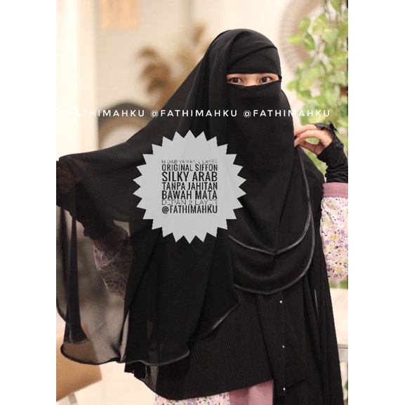 Niqab Yaman 2 Layer/Yaman Sara Bisban/Niqab Jumbo Sifon Murah Ternyaman