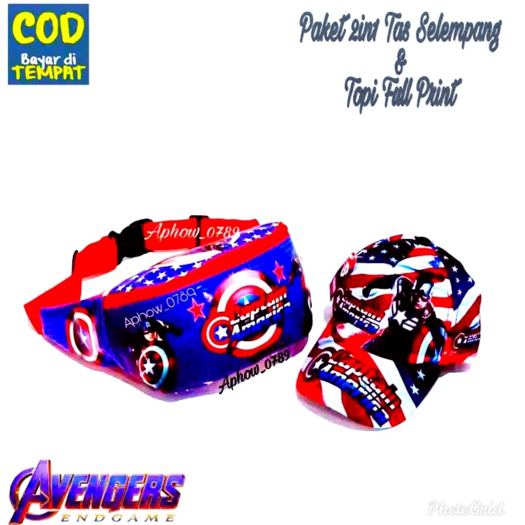 KSO_BAG - Tas Selempang WaistBag Anak Laki-Laki 2In1 Terbaru 2021 Motif Carakter AVENGERS Termurah