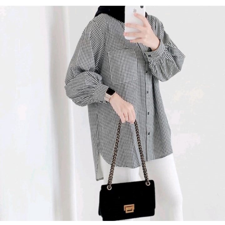 Ziva blouse/Kemeja wanita kekinian/kemeja wanita kotak-kotak/Korean Style/atasan wanita terbaru/atasan wanita termurah/OOTD-2