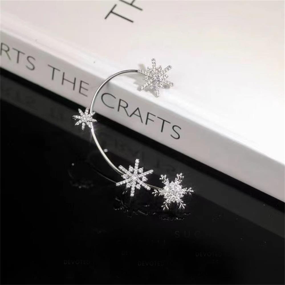 Nanas Snowflake Ear Wrap Hadiah Natal Baru Tanpa Tindik Untuk Wanita Pria Anting Tragus