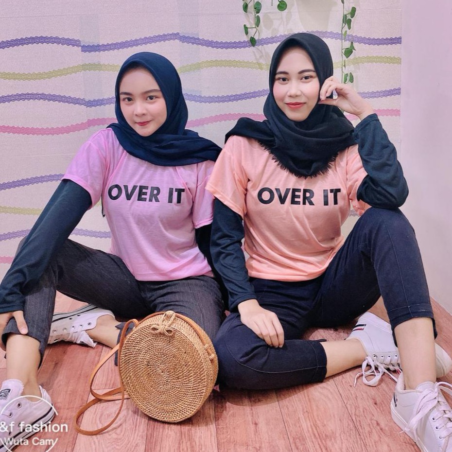 Atasan baju oversize OVER IT warna LILAC bahan spandex